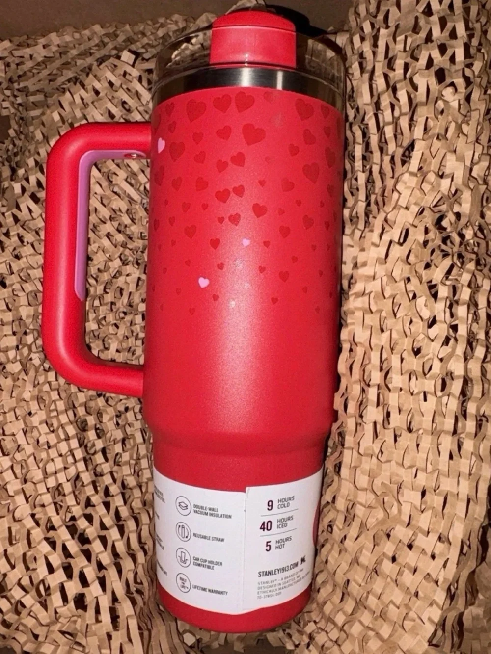 Stanley 30 oz Quench H2.0 Tumbler Valentines Day Ruby Hearts New